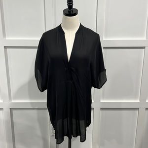 Vince Black Silk Cap Sleeve Blouse, M